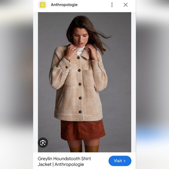 Greylin Jackets & Blazers - Anthropologie Greylin Houndstooth Jacket Sz M Petite Cream/Tan